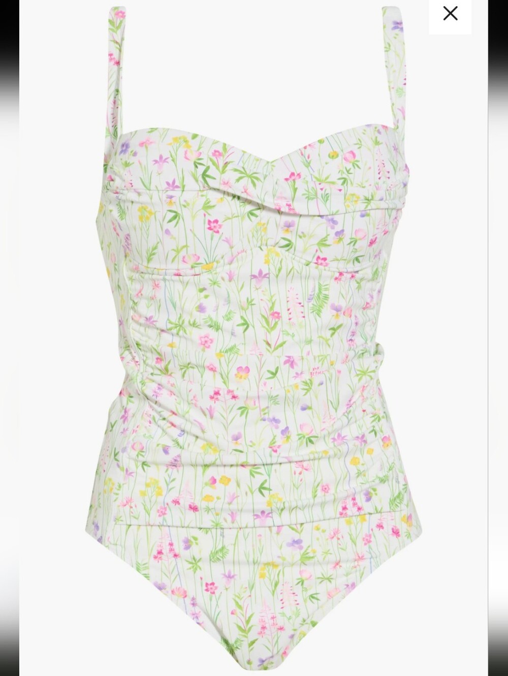 Betsey Johnson Bandeau Twist Front White Floral One-Piece Swimsuit Plus Size New